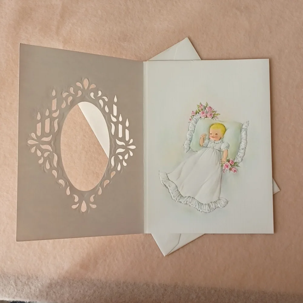 Vintage Baby Christening Baptism Greeting Card